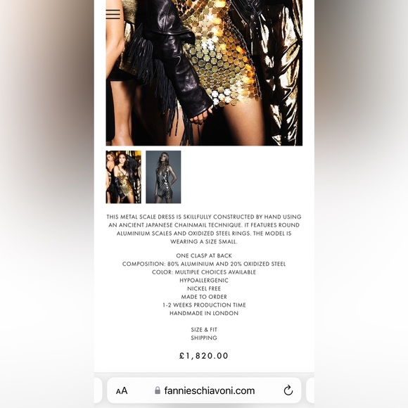 FANNIE SCHIAVONI Metal Mesh Dress. Size S - Picture 7 of 7